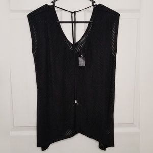 Black sheer stripped blouse